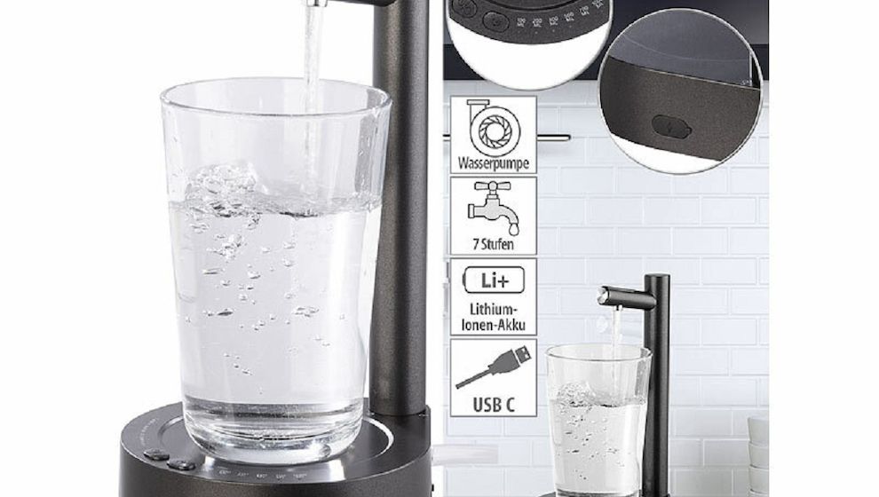 Akku-Trinkwasser-Pumpe mit Edelstahl-Auslass von Rosenstein & Söhne