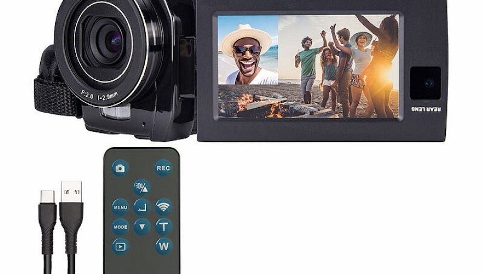 Mit dem digitalen 4K-UHD-Dual-Lens-Camcorder kann man zwei Videos zeitgleich aufnehmen!