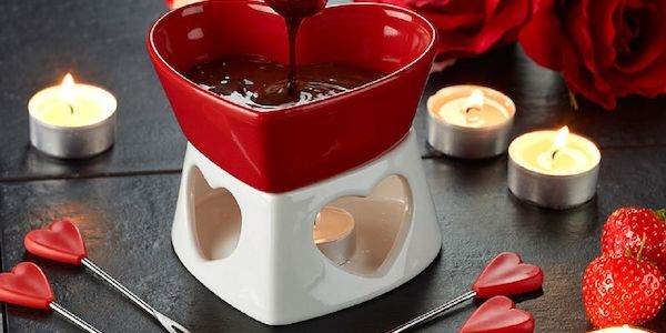 Mini-Schokoladen-Fondue-Set in Herzform von Rosenstein & Söhne
