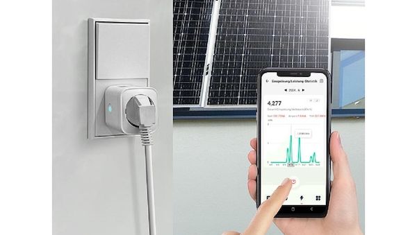 Der Energie-Messstecker mit WLAN und App für Akku-Speicher von revolt, erfaßt den Stromverbrauch 